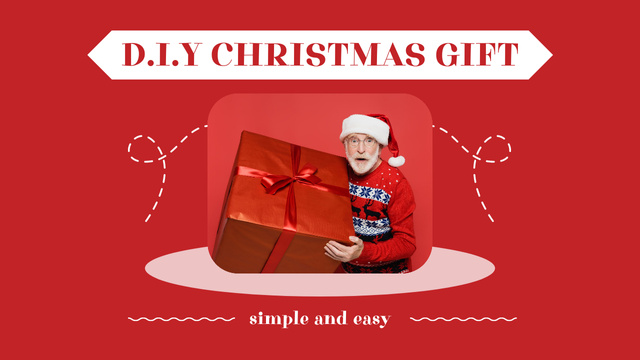 Christmas Gifts DIY Red Youtube Thumbnail Modelo de Design
