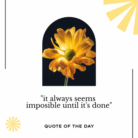 Designvorlage Inspirational Quote with Yellow Flower für Instagram