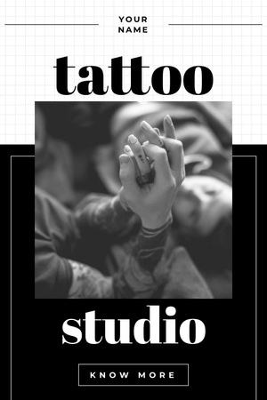 Plantilla de diseño de Oferta de tatuaje de manga profesional en estudio Pinterest 