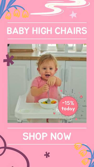 Baby High Chairs For Eating With Discount Instagram Video Story Šablona návrhu