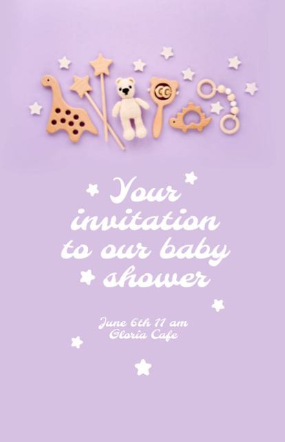 Szablon projektu Baby Shower Celebration with Cute Baby Toys Invitation 5.5x8.5in