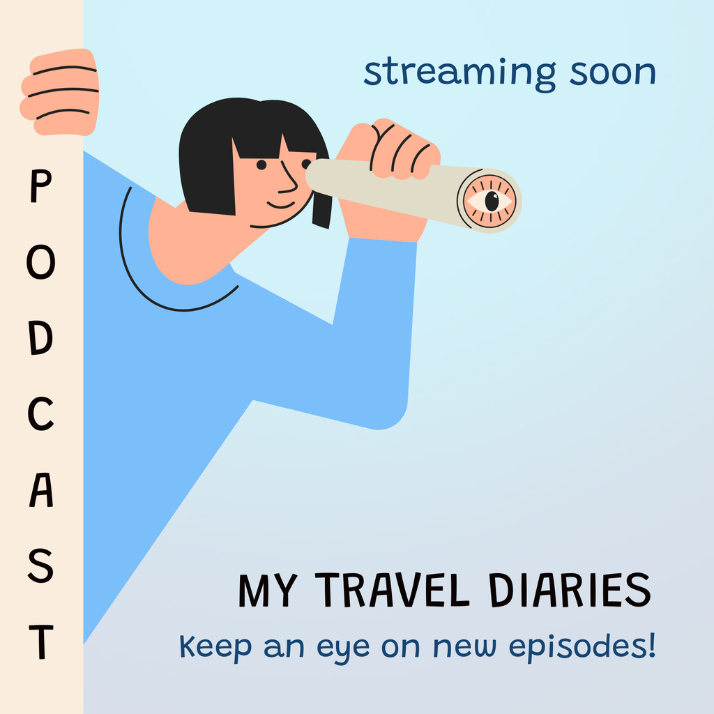 Designvorlage Travel Diaries Podcast Cover für Podcast Cover