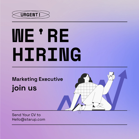 Anúncio de contratação de especialista em marketing Instagram Modelo de Design