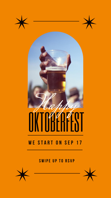 Platilla de diseño Happy Oktoberfest Gathering Announcement In Orange Instagram Story
