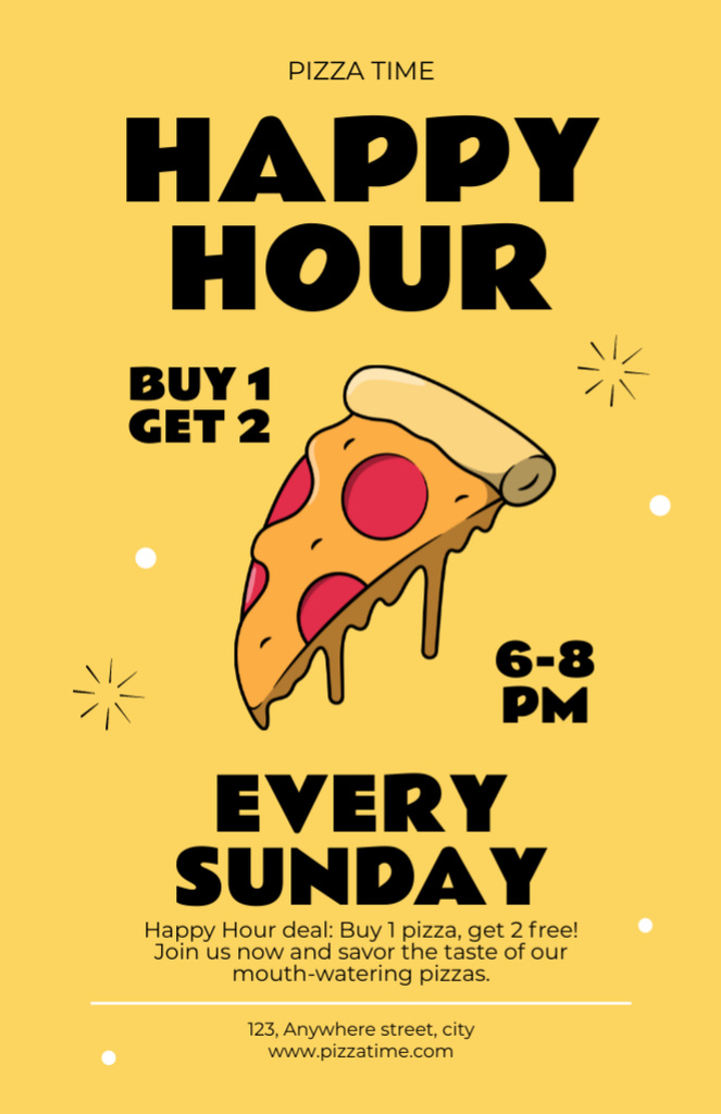 Ontwerpsjabloon van Recipe Card van Happy Hours Promotion for Delicious Pizza