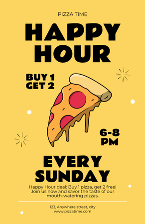 Happy Hours Promotion for Delicious Pizza Recipe Card Modelo de Design