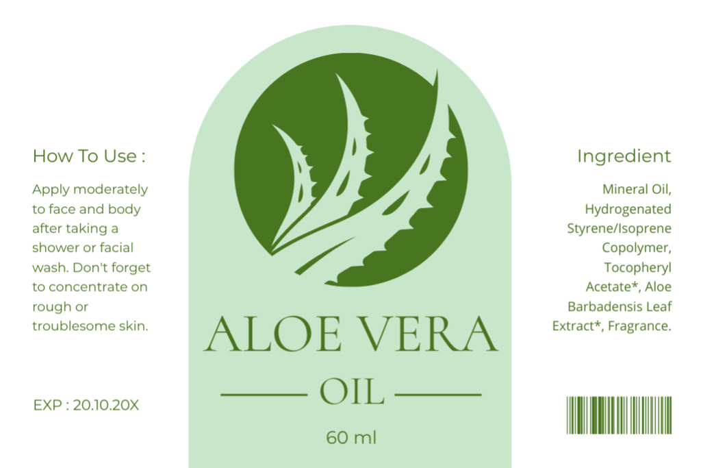 Aloe Vera Cosmetics Label Šablona návrhu