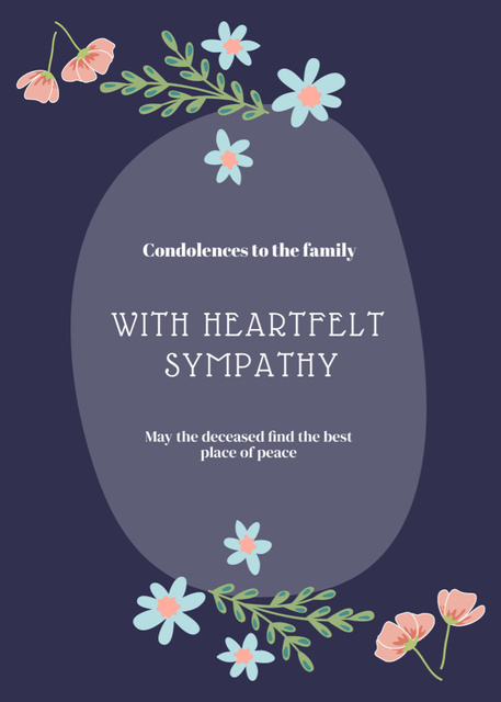 Heartfelt Sympathy and Condolence in Purple Postcard 5x7in Vertical – шаблон для дизайна