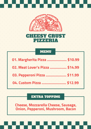 Template di design Offer Prices for Different Types of Pizza Menu