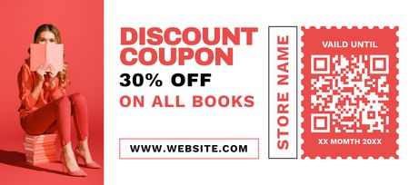 Discount on All Books in Bookstore Coupon 3.75x8.25in Design Template