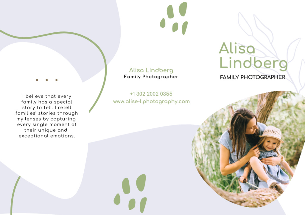 Family Photographer Offer with Happy Mother and Daughter Brochure Design Template