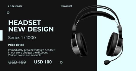 Headphone Sale Announcement on Black Facebook AD Design Template