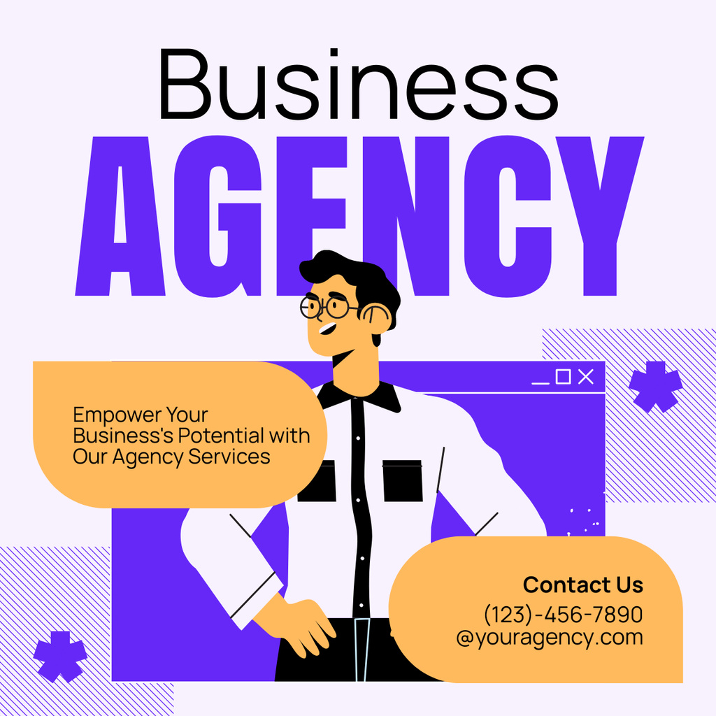 Business Agency Ad with Illustration of Businessman LinkedIn post – шаблон для дизайну