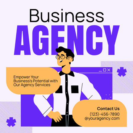 Business Agency Ad with Illustration of Businessman LinkedIn post Design Template