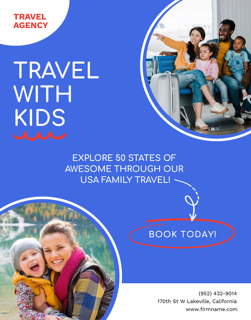 Travel Tour Offer for Family with Kids Poster 22x28in Design Template