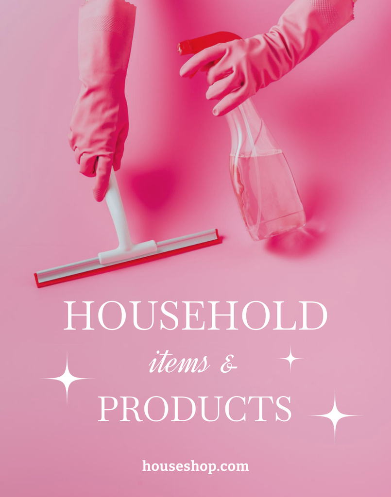 Platilla de diseño Offer of Household Products with Pink Gloves Poster 22x28in