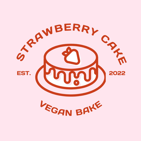 Bakery Ad with Strawberry Cake Logo 1080x1080px Šablona návrhu
