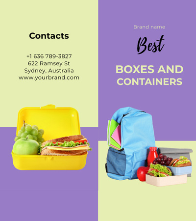 Perfect School Lunch Boxes And Backpacks Brochure 9x8in Bi-fold tervezősablon