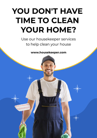 Cleaning Services Offer with Woman Poster Design Template