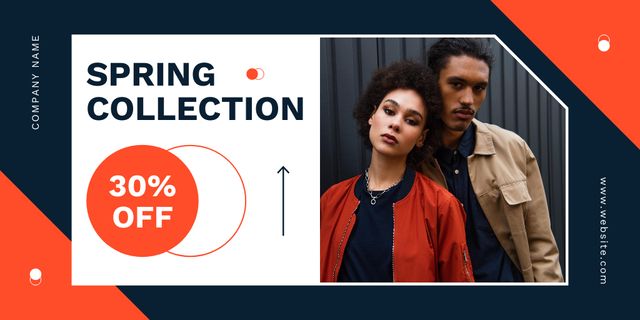 Spring Collection Sale with Stylish African American Couple Twitterデザインテンプレート