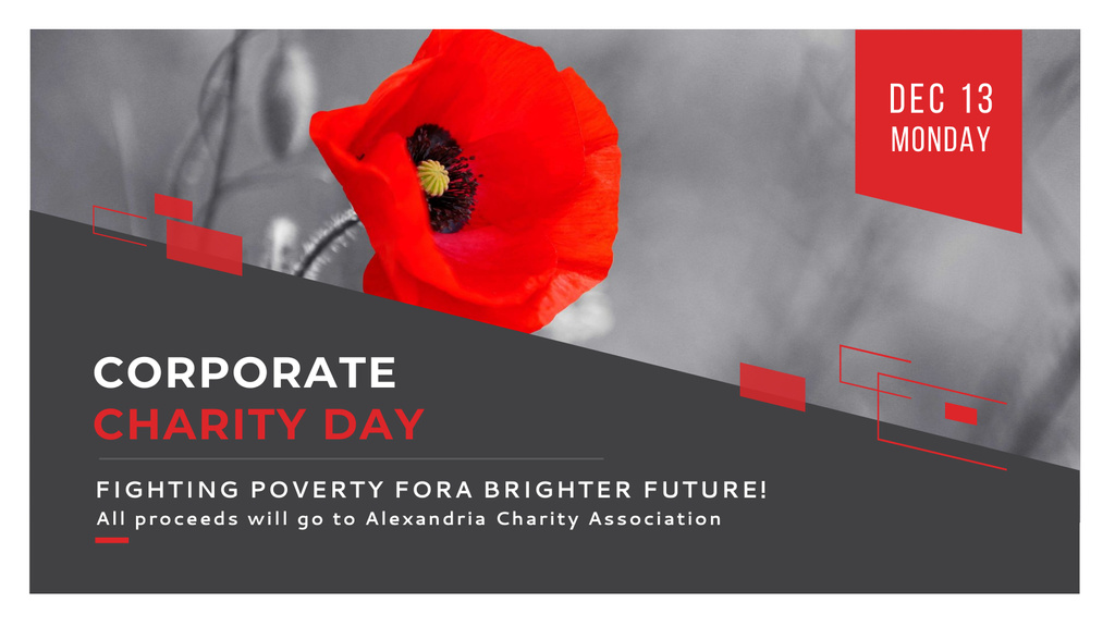 Corporate announcement on red Poppy Title 1680x945px Design Template