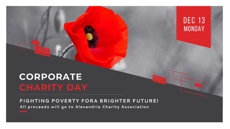 Corporate announcement on red Poppy Title 1680x945px Design Template