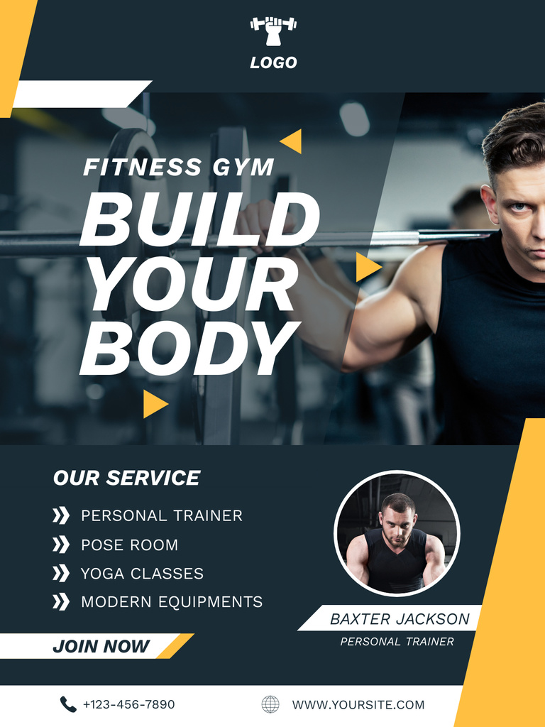 Fitness Gym Services Ad Poster US Modelo de Design