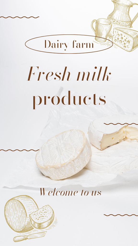 Designvorlage Fresh Cheese and Other Milk Proucts für Instagram Story