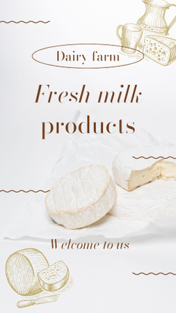 Designvorlage Frischkäse und andere Milchprodukte für Instagram Story