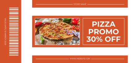 Promo Discount for Delicious Traditional Pizza Coupon 3.75x8.25in Design Template