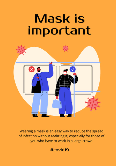Plantilla de diseño de Mask is Important virus protection Poster 28x40in 