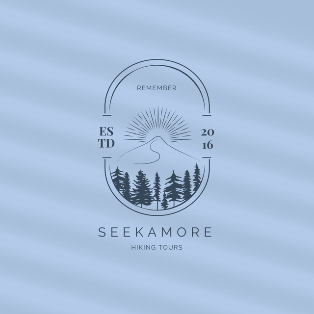 Hiking Tours Offer with Mountain Landscape Illustration Logo Design Template
