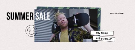 Ontwerpsjabloon van Facebook Video cover van Summer Sale Offer with Young Stylish Skater