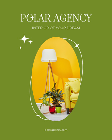 Szablon projektu Offer of Items for Interior Design with stylish Lamp and Table Poster 16x20in