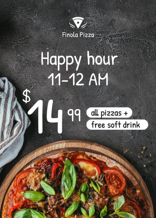 Ontwerpsjabloon van Flayer van Happy Hour pizza-aanbieding