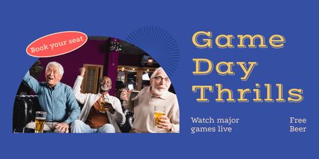 Elderly Men Watching Major Game in Sports Bar Twitter Design Template