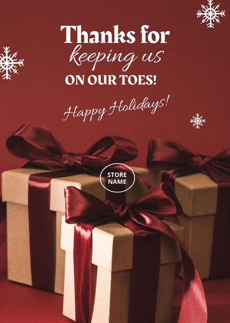 Plantilla de diseño de Jolly Christmas Congrats with Cute Phrase And Gifts Postcard A6 Vertical 