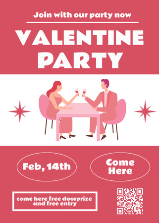 Valentine's Day Party Announcement with Couple on Date Invitation Design Template