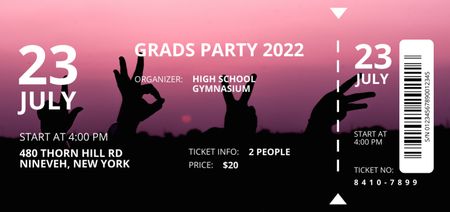 Graduation Party Announcement With Gestures Ticket DL Design Template