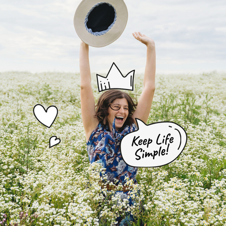 inspirace pro duševní zdraví se šťastnou dívkou Instagram Šablona návrhu