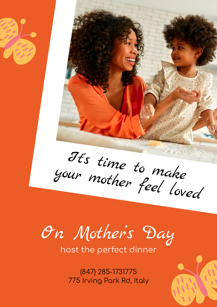 Mother's Day Greeting with African American Mom and Daughter Poster Modelo de Design