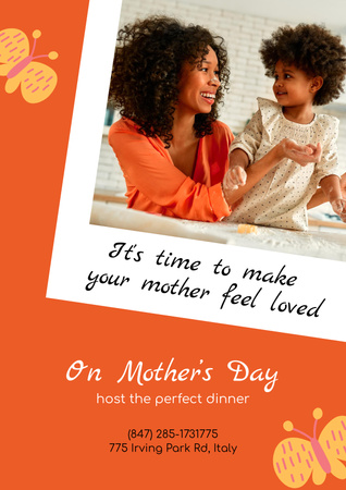 Mother's Day Greeting with African American Mom and Daughter Poster Design Template