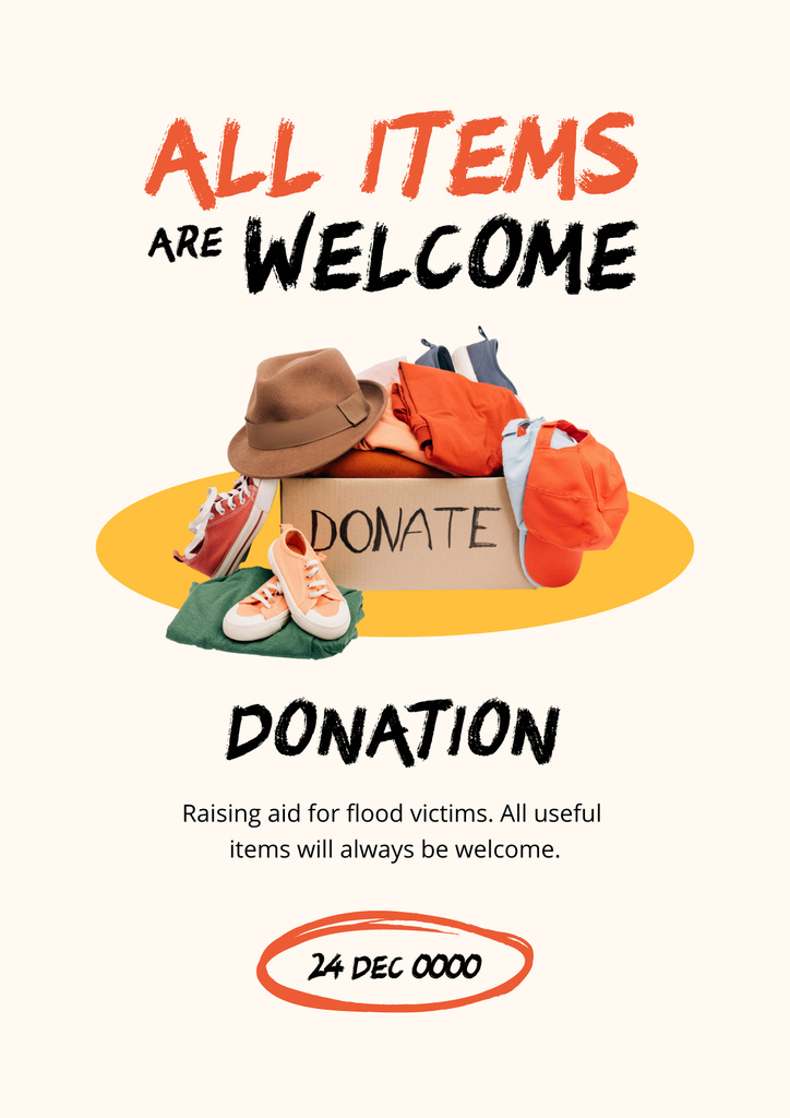  Announcement and Donation of All Items Poster Design Template