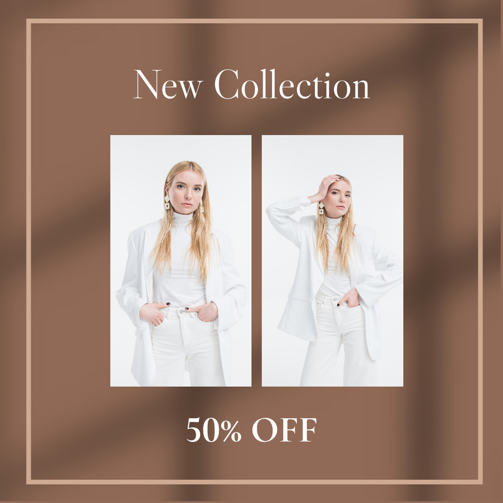 Ontwerpsjabloon van Instagram van New White Garments Collection At Half Price Offer