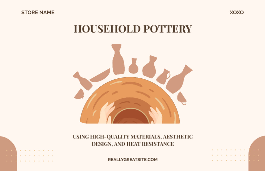 Platilla de diseño Household Pottery Offer on Beige Layout Thank You Card 5.5x8.5in