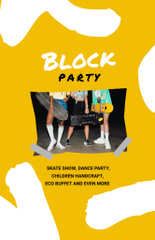 Block Party Announcement with Teenage Girls on Yellow