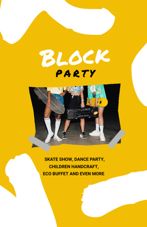 Plantilla de diseño de Party Announcement with Skateboard and Boombox Flyer 5.5x8.5in 