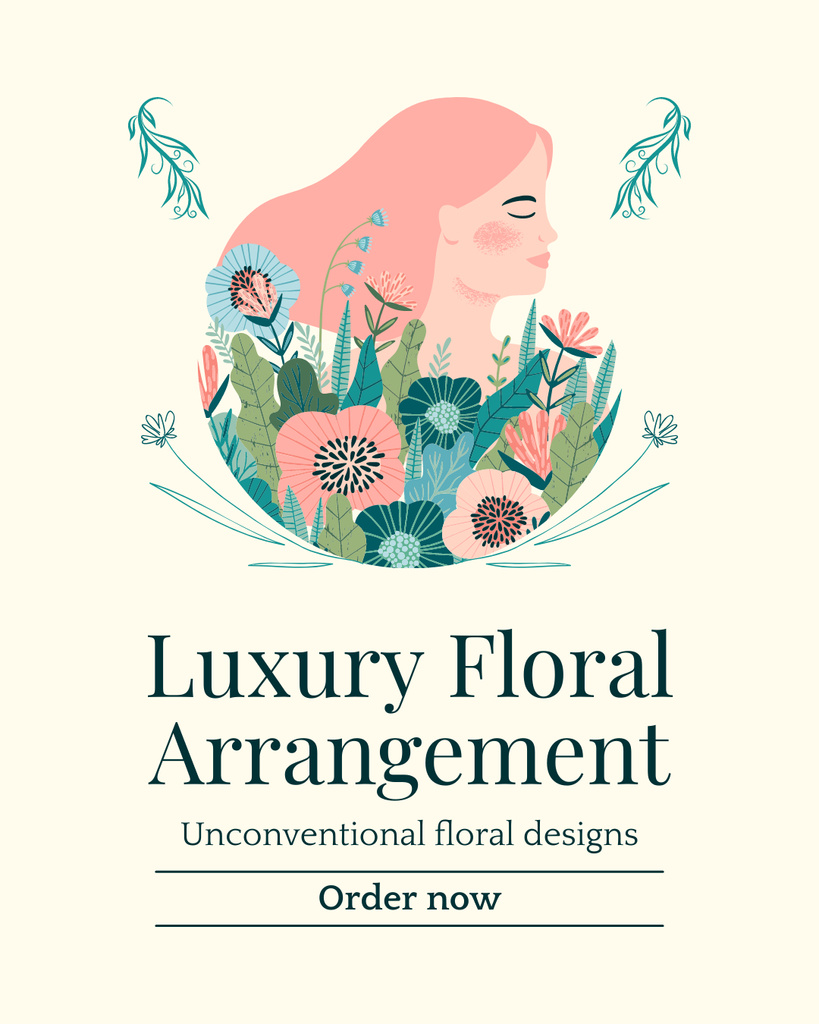 Luxury Flower Arrangements Offer and Floral Design Service Instagram Post Verticalデザインテンプレート