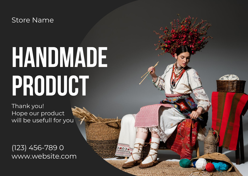 Ontwerpsjabloon van Card van Handmade Products With Folk Items