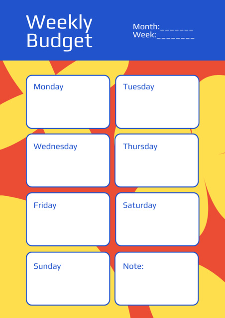 Plantilla de diseño de Weekly Budget on Colorful Abstract Schedule Planner 